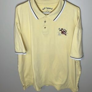 Warner Bros Looney Tunes Yellow Golf Willie Coyote Shark Logo Vtg Polo Shirt XL